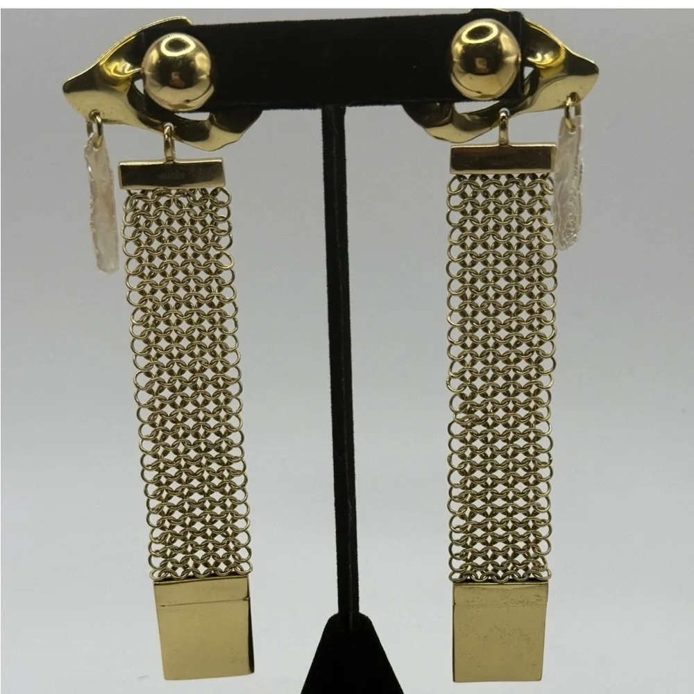Ellery “Succession Broken Eye” Gold Statement Chain Tassel Earrings – Rare - Picture 3 of 13